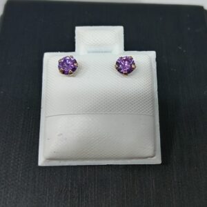 Chispa Color Amatista 4mm - Oro 10 K - Cod E04A