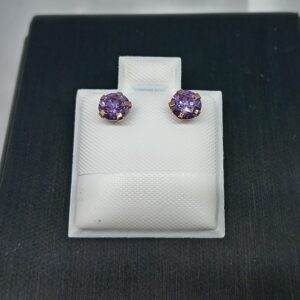 Chispa Color Amatista 5mm - Oro 10 K - Cod E05A