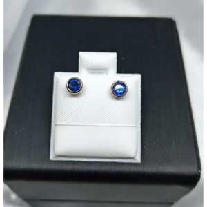Chispa Bisel Azul 4mm - Oro 10 K - Cod E40A