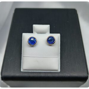 Chispa Bisel Azul 5mm - Oro 10 K - Cod E50A