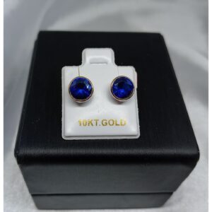 Chispa Bisel Azul 7mm - Oro 10 K - Cod E70A