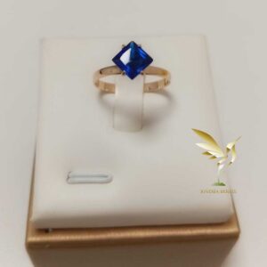 Anillo Oro 10 K - Piedra Espinel Azul - #6 - Code E06A