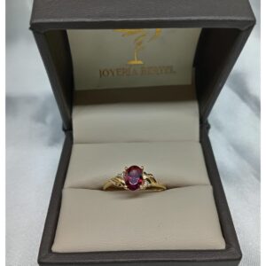 Anillo Piedra Roja Fancy - Oro 10 K - # 7 1/2 - Code CS01
