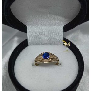 Anillo de graduacion Kinder Piedra Azul - Oro 10 K - Code G02