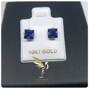 Chispas Azules Piedra Espinel - Oro 10 K -  6 mm - Code EE01