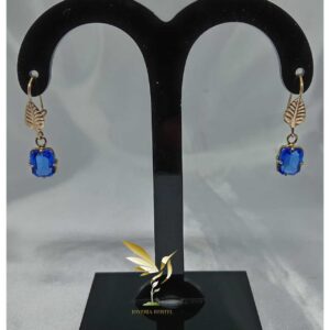 Arete largo 2.5 cms piedra azul - Oro 10K - Code ALAZ