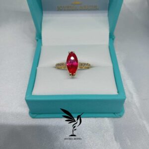 Anillo piedra Roja Ovalo - Oro 10K - 7 - ANSE08