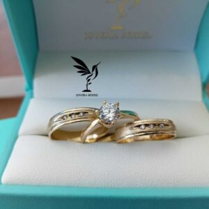 Trio Anillos Oro 10 K / Plata – 3 Piedras - Satinado – Cotizar precio segun talla – Code TRI05