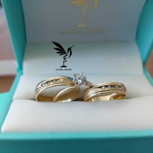 Trio Anillos Oro 10 K / Plata – 3 Piedras - Satinado – Cotizar precio segun talla – Code TRI04