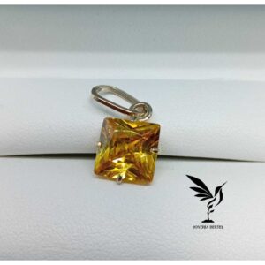 Dije cuadrado - Amarillo Circonia - 10 mm - Oro 10 Kilates - Code DP10MMA