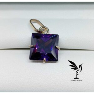 Dije Cuadrado - Amatista Circonia- 12 mm - Oro 10 Kilates - Code DPAM01