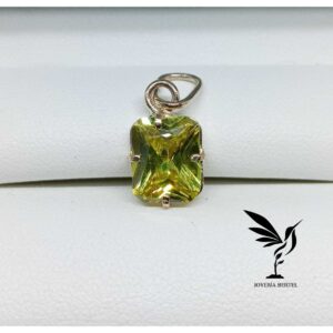 Dije rectangular - Verde Circonia - 10x8 mm - Oro 10 Kilates - Code DP10x8V