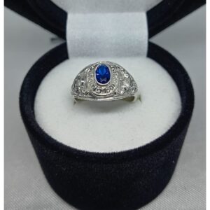 Anillo Graduacion Sexto Piedra Azul – Plata – #6 1/2– Code G05P