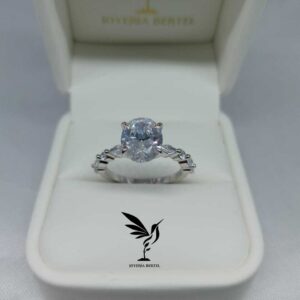 Anillo Plata Compromiso Circonia Ovalo 10 mm  - # 6 1/2 - Code AOV6.2