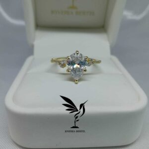 Anillo Plata Compromiso Gota - Hojas - #7 - Code ATD7