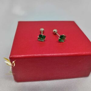 Chispa cuadrada verde - 4mm - V04L - Oro 10 k