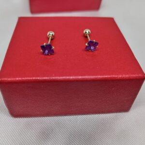 Chispa cuadrada Amatista - 4mm - V04V - Oro 10 k